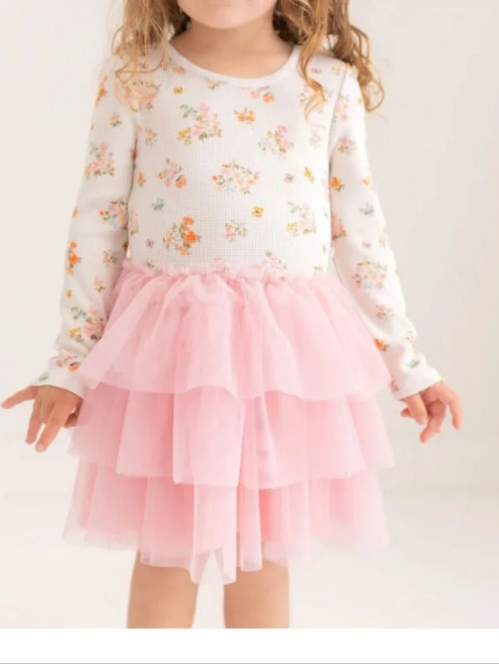 Posh Peanut Long Sleeve Girls Tulle Dress in Clemence 3T-4T
